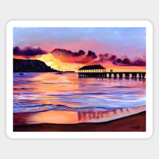 Hanalei Pier Sunset Sticker